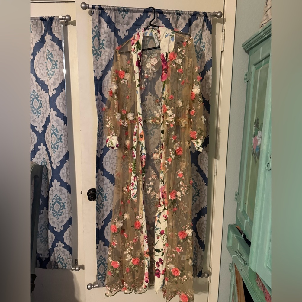 Floral Sheer Kimono with Belt